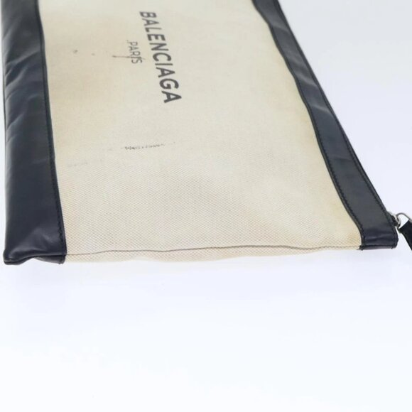 BALENCIAGA Clutch Bag Canvas White Black Silver 373840 Auth bs17958 - Picture 4 of 15